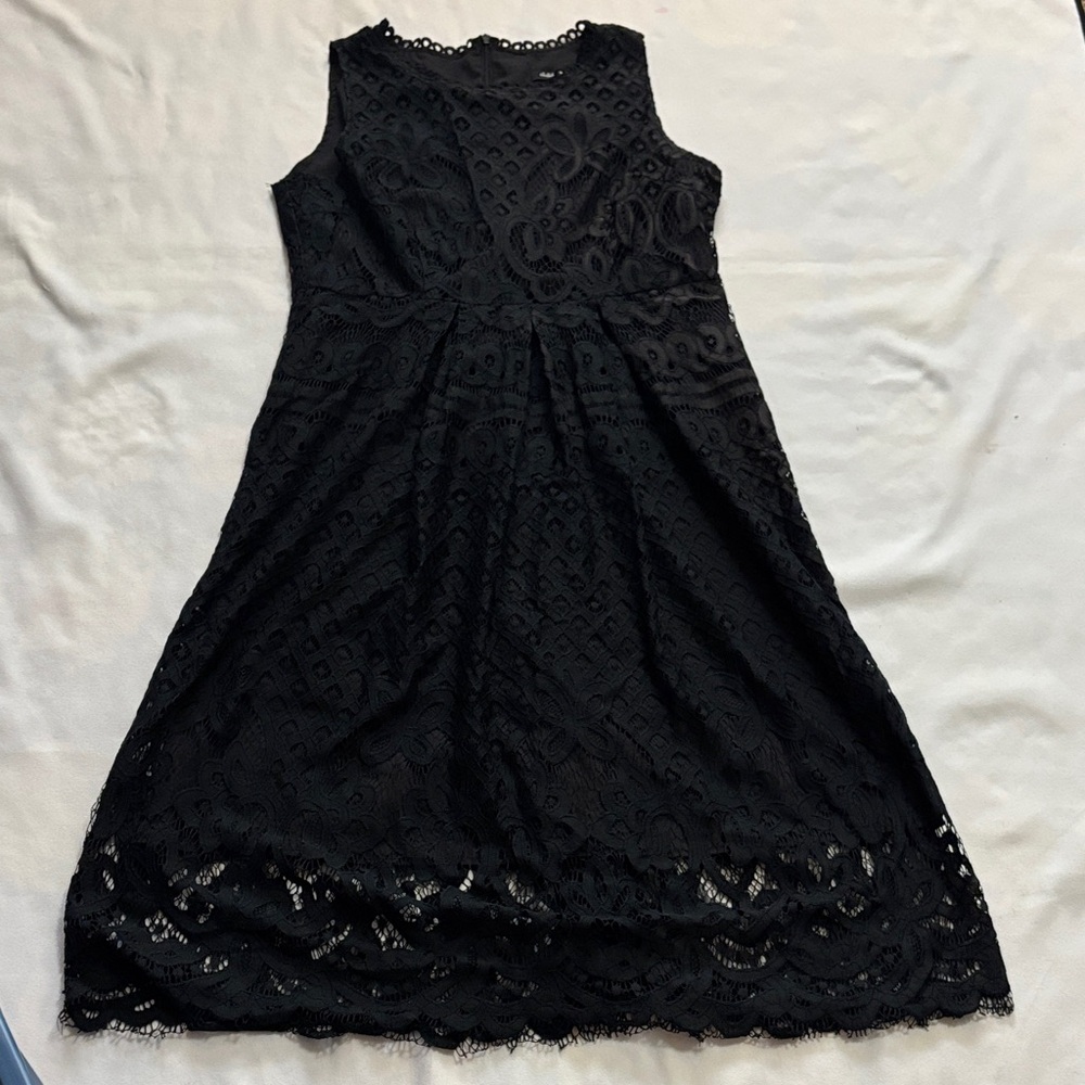Coldwater Creek Black Sleeveless Lace Midi Dress